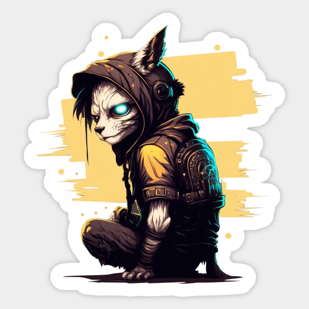 Cyber Cat Blackhat Hacker Sticker by Shaani